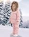 YUEMION Toddler Girl Snowsuit 2Pcs Kids Down Jacket Winter Hooded Coat +Snow Bib Pants Kids Windproof Skiing Suit (4T/5T,Pink)