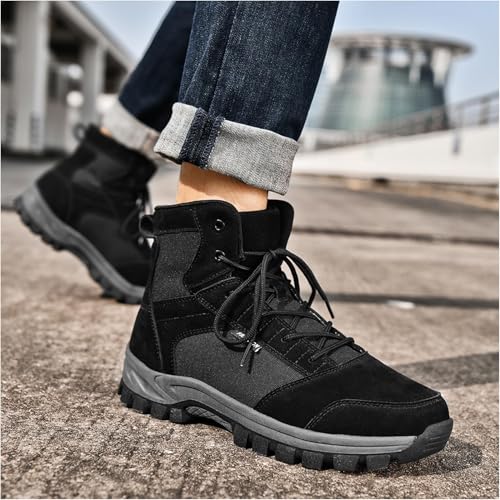 Image of Men's Hiking Boots 6 Inches Tactical Work Boot Lightweight Suede Leather Military Combat Motorcycle Boots-black39