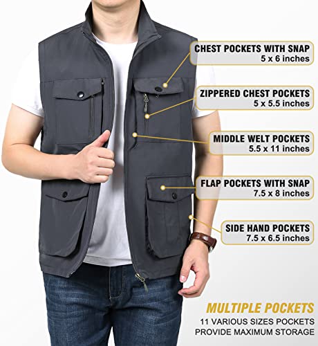 LOUECHY Men's Travel Vest Multi Pockets Utility Vest Lightweight Sleeveless Jacket for Hiking Fishing Golf4