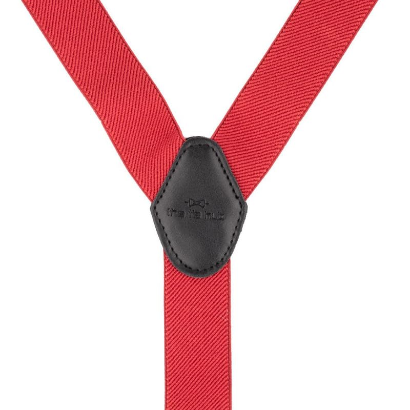 Image of The Tie Hub Button Suspenders for Men | Gentry Button-On Y-Back Elastic Braces | Adjustable 1.25 Inch | Formal Wedding