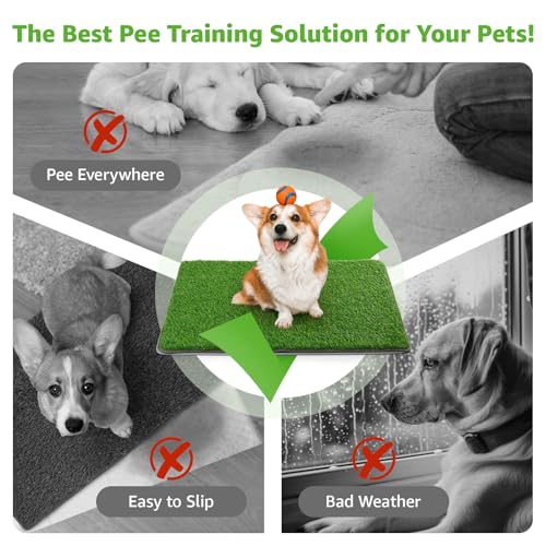 Image of Dog Grass Pad with Tray, 18x30 Dog Litter Box for Patio Balcony Apartment