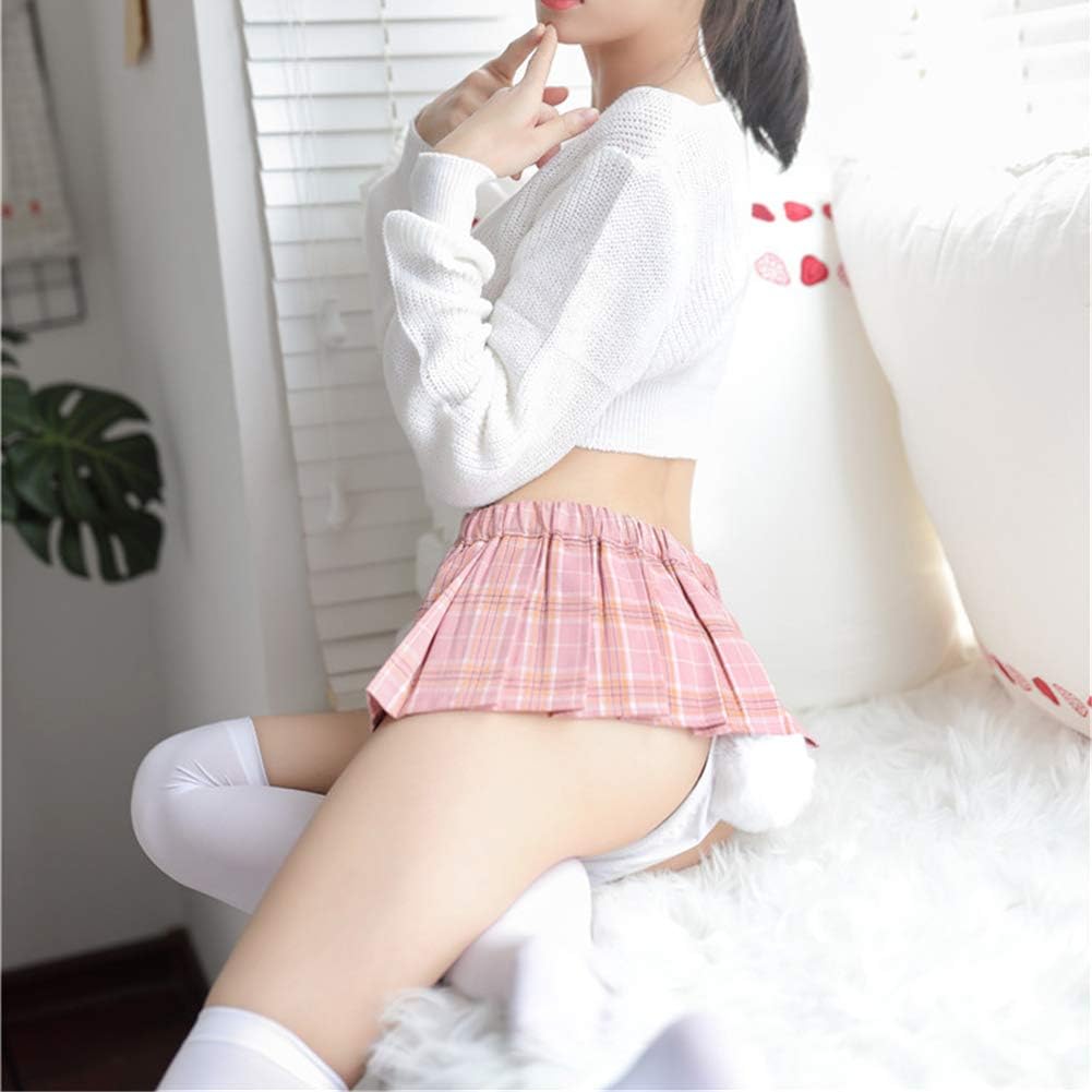 LICHMA Women Sexy Skirt Super Mini Pleated Plaid Role Play Schoolgirls Short Skirt Lingerie…