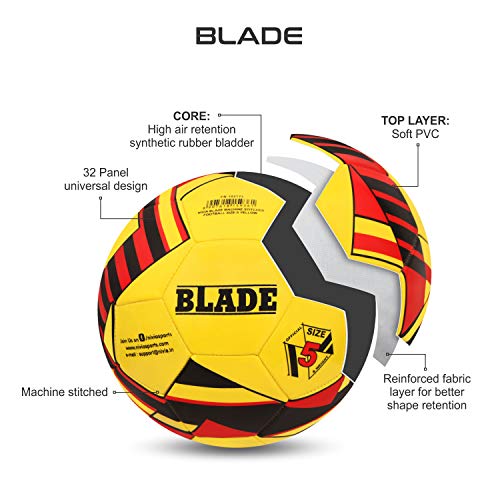 Image of Nivia Blade Football | Machine Stitched | 32 Panel | Hobby Playing Ball | Soccer Ball | Football Size - 5 (Yellow)