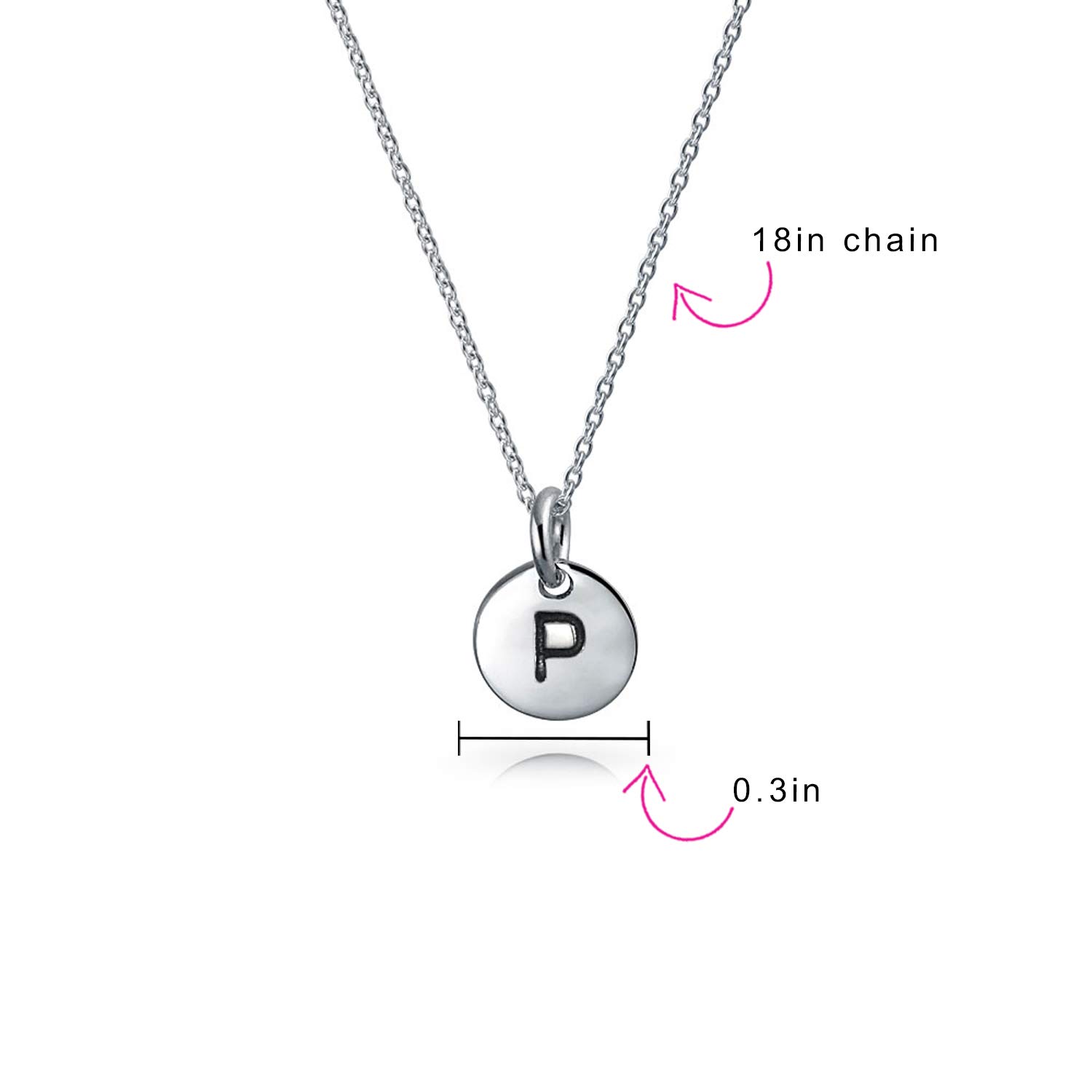 Minuscolo Minimalista Abc Rotondo Disco Blocco Lettera Alfabeto A-Z Iniziale Collana Ciondolo Per L'Adolescenza Per Le Donne .925 Sterling Silver
