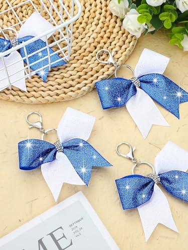 Image of Tondiamo Cheer Bow Keychain Cheer Keychain with Rhinestones Cheerleader Keyrings for Team Gift Cheerleading Sports Accessory