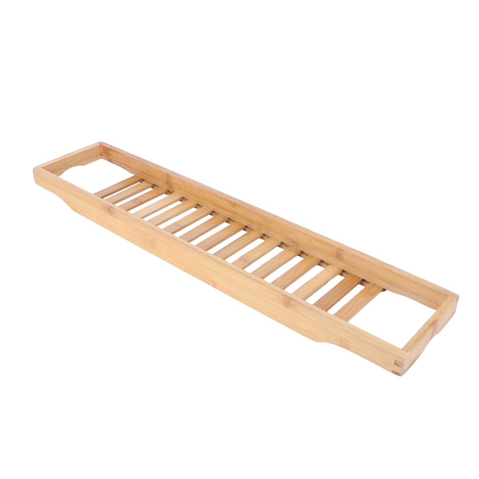 SOLUSTRE Natural Bathtub Tray Multi Function Storage Rack for Bathtub with Rails for Organizing Snacks Tablets and Books Your Bathroom