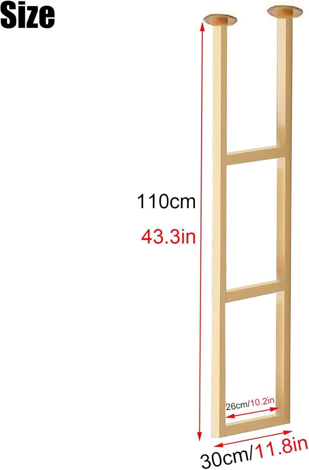 11.8in x 43.3in Heavy Duty Floating Shelf Bracket (No Plank), 3 Layer Ceiling Mount Shelf Bracket with Install Screws, Metal Hanging Shelves Brackets, for Kitchen, Bar(Gold,2 Pack)