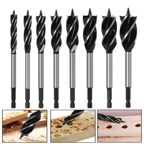 Juego de 8 brocas de extensión para madera, brocas de acero al carbono para carpintería, plástico, PVC, madera contrachapada, 10 mm, 12 mm, 14 mm, 16 mm, 18 mm, 20 mm, 22 mm, 25 mm