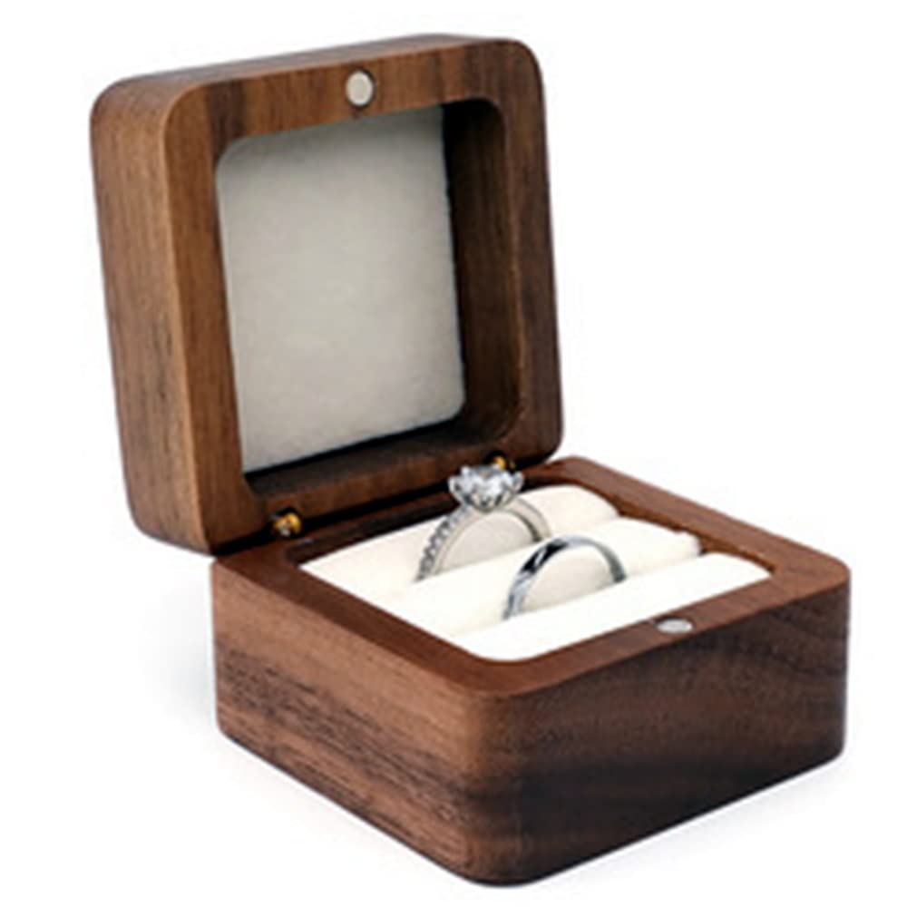 Caja de anillo de una sola ranura Estuche para anillos Propuesta de boda Caja de joyería de madera Pequeña caja de almacenamiento portátil para anillos de viaje Pendientes colgantes Mini caja de alm