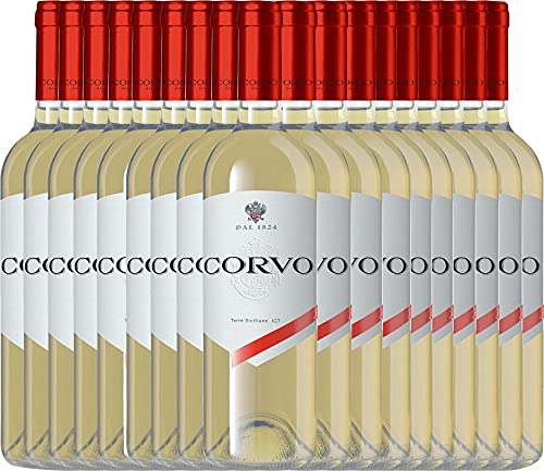 VINELLO 18er Weinpaket Weißwein - Corvo Bianco Terre Siciliane 2021 - DDS mit einem VINELLO.weinausgießer | 18 x 0,75 Liter Cover