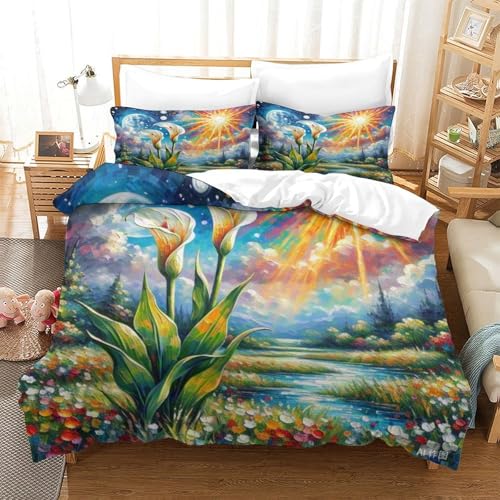 Housse de couette 3D Calla Lily parure de lit microfibre de qualité supérieure - 2