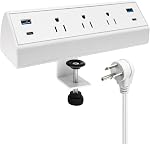 Desk Clamp Power Bar with PD USB C 40W Desktop Power Strip, 6.5ft Flat Plug Extension Cord, ETL/CSA Certified Edge Mount for Home Office, Hotel, Dorm