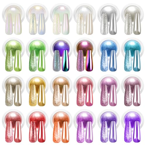 Paillettes Ongles Longue Durée et Poudre Chrome Miroir pour Manucure Éclatante sans Écaillage