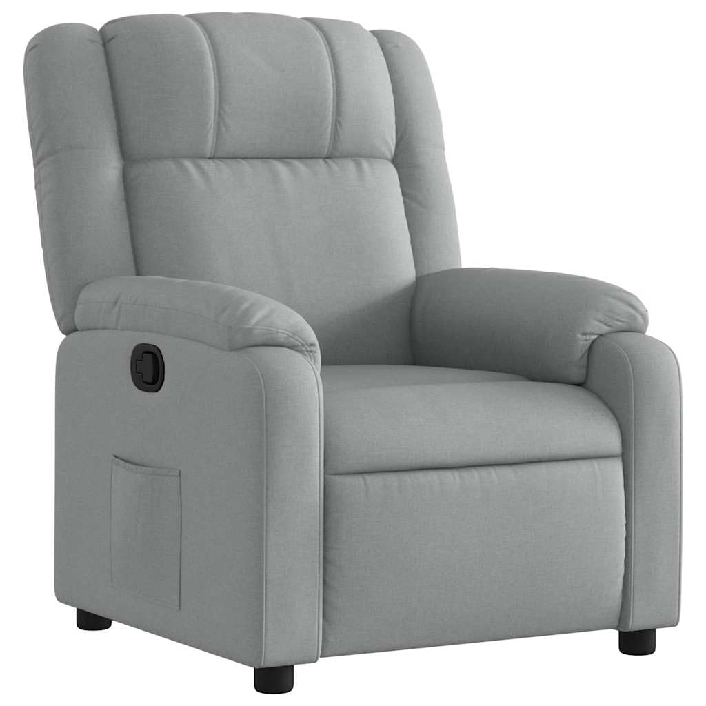 vidaXL Sillón Reclinable, Silla con Respaldo Reposabrazos, Sillón de Relax Descanso TV, Asiento Ajustable para Ancianos, Tela Gris Claro