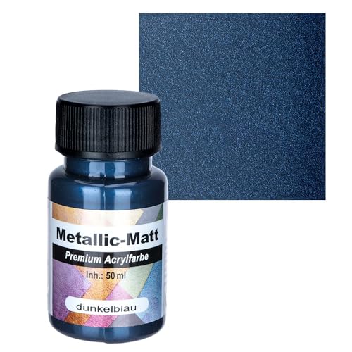 Ideen mit Herz Premium Acrylfarbe Metallic-Matt | deckende, matte Farbe mit Metallic-Effekt | auf Wasserbasis | 50 ml (dunkelblau)