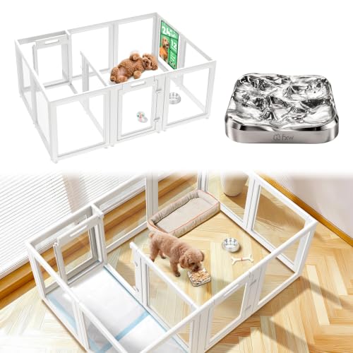 Image of FXW AuraSpace Acrylic Dog Playpen System with Lick Mat, 24 inch H, 12 Panels
