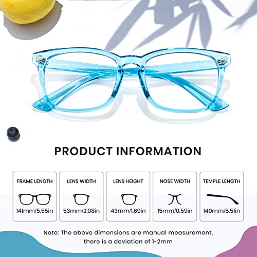 Image of Cyxus Computer Blue Light Blocking Glasses Square Classic Retro Clear Lens Eyeglasses Frame for Women and Men (Crystal Blue)