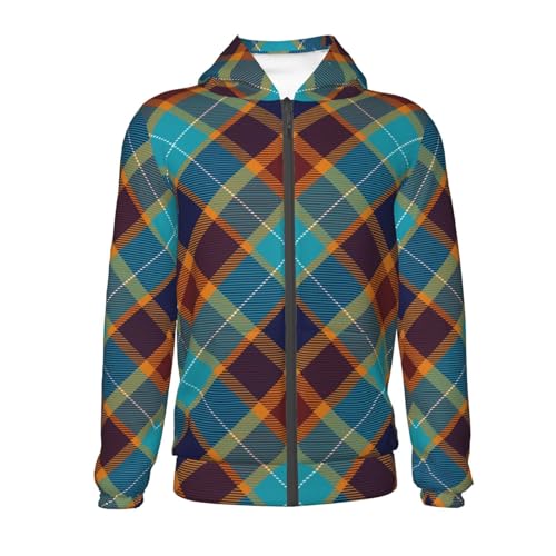 Plaid Pattern Kids Pullover Hoodies Boys Zip Up Sweatshirts Girls Athletic Clothes with Pocket2