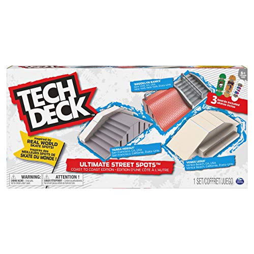 TECH DECK, Ultimate Street Spots Pack with 3 Fully Assembled Exclusive Boards, Coast