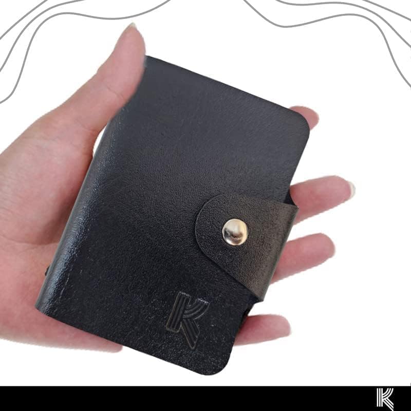 Image of Kraptick 20 Slots Cardholder with Double-Sided Slots, Wallet for Cards, ATM, Debit, Credit Cards Holder, Unisex Wallet with Leather Design (Black)