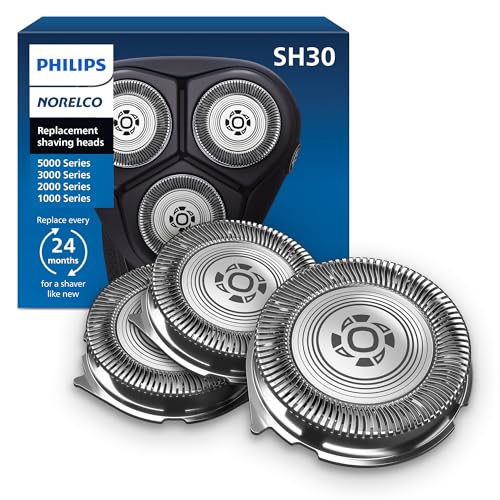 Philips Norelco SH30/52 Genuine Shaving Heads Compatible with Philips Shavers Series 1000 2000 3000 and 5000 Powerful Performance Self-Sharpening 3 Pieces Model SH30/52