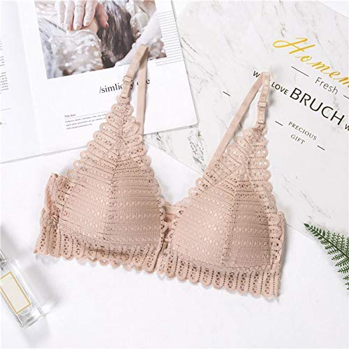 Preisvergleich Produktbild Metyere Damen Damen Front Verschluss BH Spitze Unterwäsche Push Geschnürt Verstellbar Atmungsaktiv für den Sommer - Hautfarben, 85 / 38AB