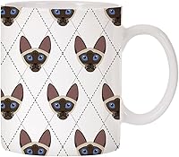 Vista 23 de Adorable taza de café de cerámica con diseño de raza de gato con diseño de rombos de 11 oz (Tuxedo)
