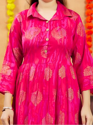 Image of Aarika Girls Cotton Regular Fit -Rani Printed Kurti