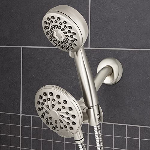 Waterpik One-Touch Dual 2-In-1 Shower System With Rain Shower Head And 7-Mode Hand Held Shower Head, Brushed Nickel Xpb-139E-769Me #TOP5
