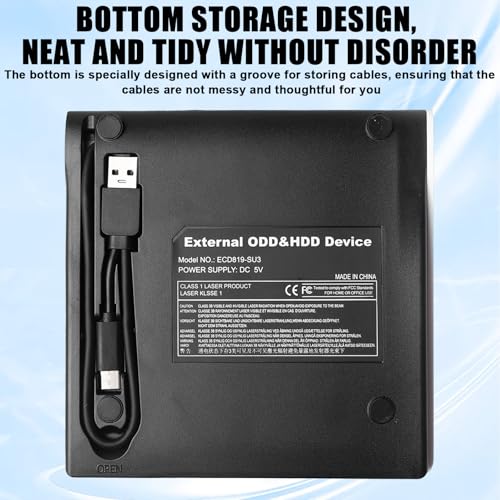 Lecteur CD DVD externe portable USB 3.0 Type C pour PC Windows 11 Linux