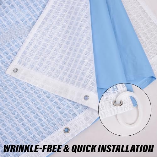 Image of Kuber Industries AC PVC Hospital Bed Curtain | Bathroom Window Blackout Curtain | Shower Curtain with 8 Rings | 7 Feet | Pack of 2 | Blue