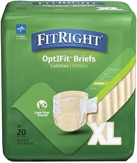 FitRight OptiFit Extra+ Adult Diapers with leak stop guards, Disposable Incontinence Briefs with Tabs, Moderate Absorbenc...
