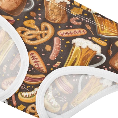 ZZKKO Beer Mugs Pretzels Hotdogs Girls Underwear Toddler Panties for Girls Comfort Brief Size 2T-8Y3
