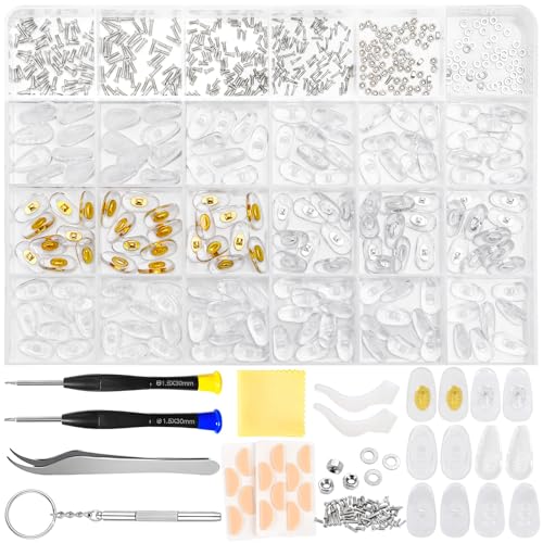 gyoyede Glasses Repair Kit Spectacle Repair Kit Include 72 Pairs Glasses Nose Pad 6 Types Eyeglass Screws Screwdriver Tweezers Glasses Cloth Eyeglass Repair kit for Glasses Sunglasses and Watch.
