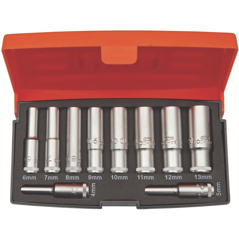Bahco S0810L 1/4in Drive Deep Socket Set of 10 Metric