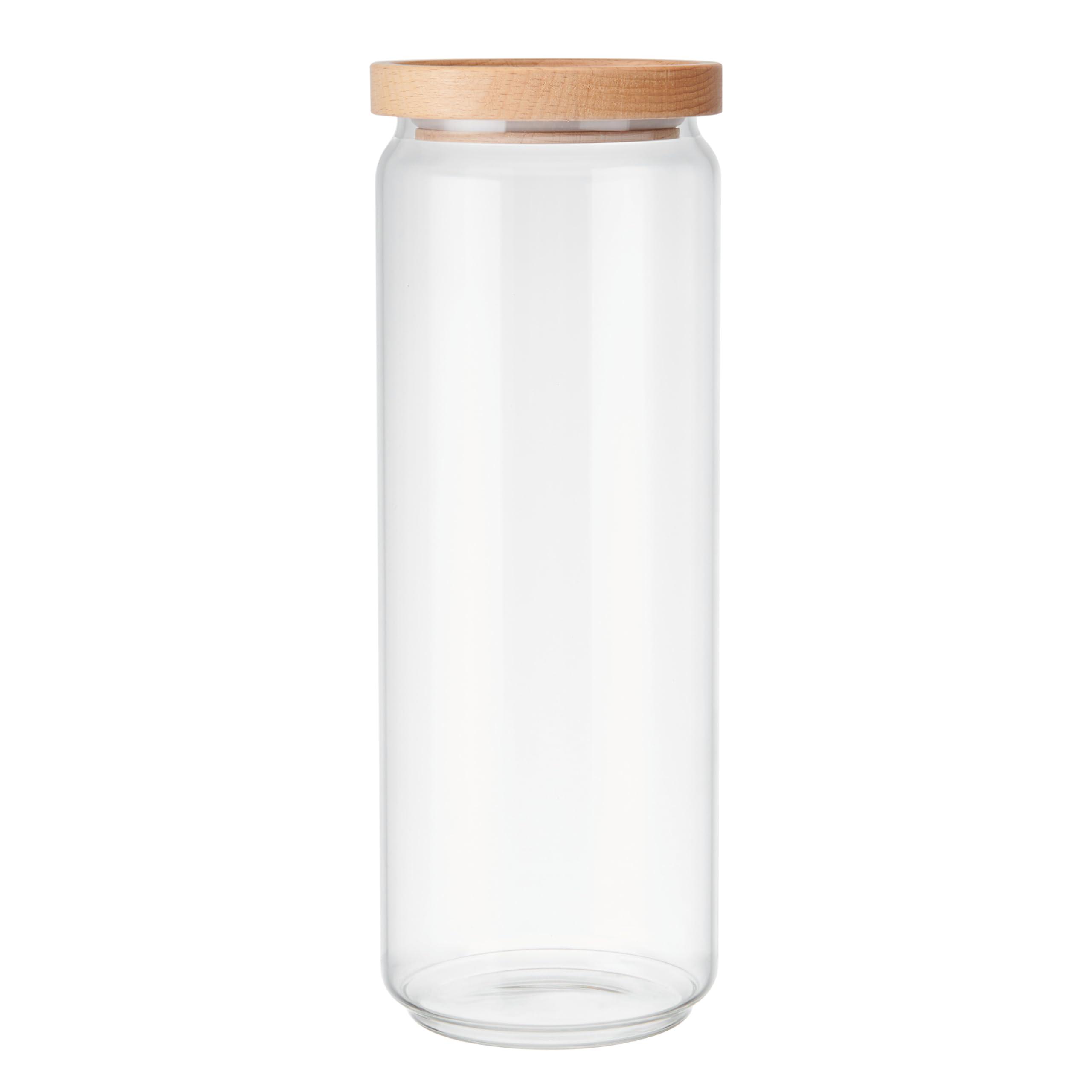 KitchenCraft Idilica Glass Storage Jar with Beechwood Lid, Airtight Glass Canister with Wooden Lid for Kitchen Storage and Organisation, 13ml