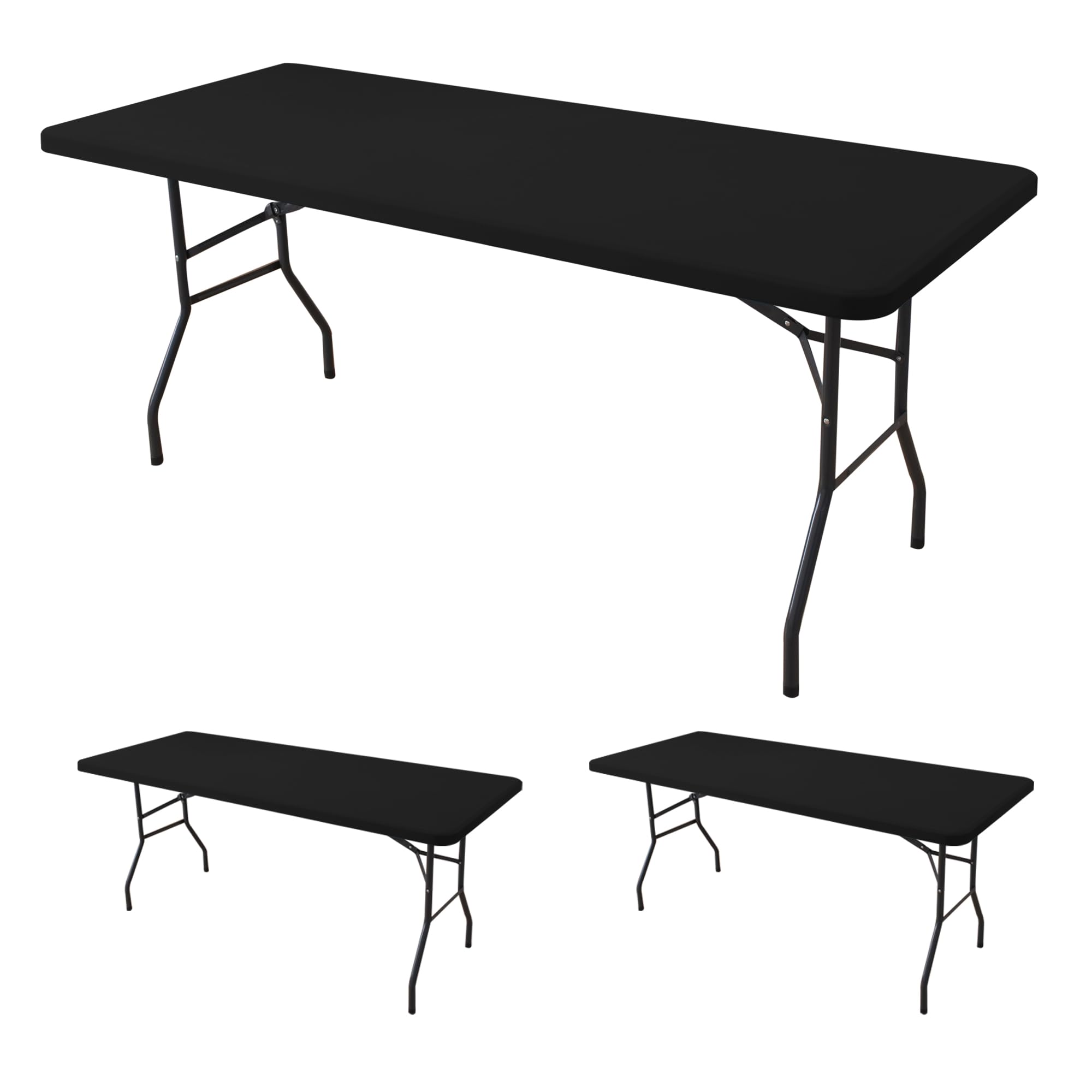 Black Fitted Tablecloth - 6ft Rectangle -29 Black Fitted Tablecloth - 6ft Rectangle -29