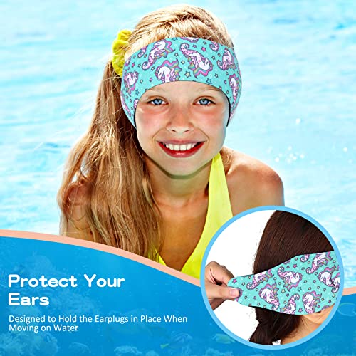 6 Pcs Swimming Headbands For Kids, Adjustable Swimming Ear Protection Bands Cute Cartoon Waterproof Swim Headbands For Girls Swimmers Age 1-4, Head Circumference 16.5-19.3 Inch #TOP2