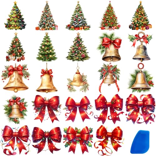 Image of ZMRU 24 Sheets Vintage Christmas Rub On Transfers for Crafts, Rub On Transfers Christmas for Wood Slices,Furniture Decals, Glass, Leather, Canvas, Fabric Projects,3 * 3inch