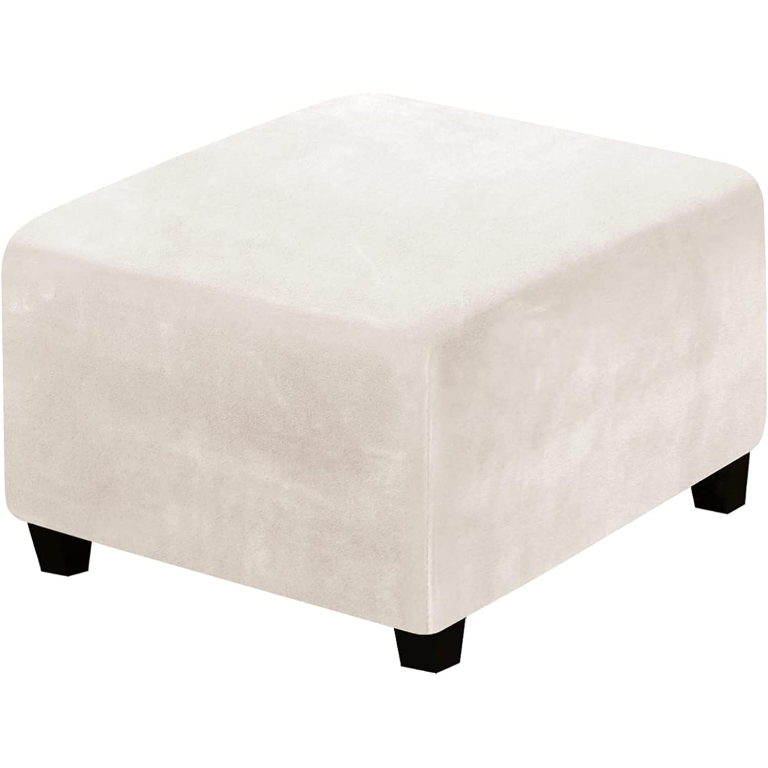 Xaolplh Beige Stretch Foot Stool Cover, Washable Ottoman Cover, Ottomans Stool Covers, Stretch Slipcover Square, Removable Pouffe Cover Sofa Slipcovers Protector Cover,,L