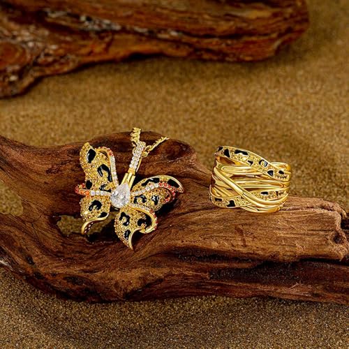 Jeulia x Leyla Wide Ring for Women Sterling Silver Leopard Animal Print Statement Ring - Quicksand Leopard Shadow Intertwined Design, Fashion Jewelry Gift with Box3