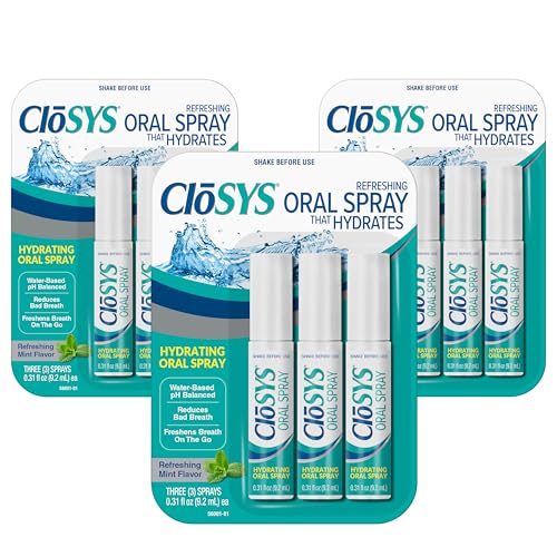 CloSYS Oral Breath Spray, Sugar Free Mouth Spray for Bad Breath, pH Balanced Mint Flavored 0.31oz (9 Count)