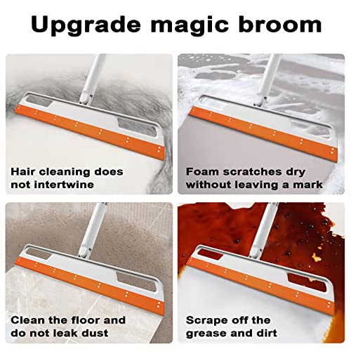 Floor Squeegee Multifunction Magic Broom, 4-in-1 Easily Dry The Floor Surface and Remove Dirt and Hair, pet Hair Remover, Liquid, Glass Wiper, Super Sweeper Broom for Living Room, Kitchen, Bathroom