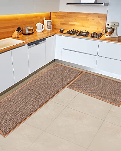 Jmznbf Twill Kitchen Mat Rugs And Mats Non Skid Washable Sets Of 2 Floor For In Front Sink Heavy Duty Standing Countertop Fridge(Oats), 17*30+17*48 #TOP4