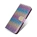 Produktbild SevenPanda Galaxy A6 Plus Bling Brieftasche Hülle, Luxus Bling Diamant Glitter Buckle Kristall PU Leder Buckle Folio Stand Ganzkörper Hülle für Samsung Galaxy A6+ Plus 2018 - Regenbogen Blau