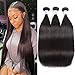 Beauty Forever Hair Brazilian Virgin Straight Hair 3 Bundles 100% Unprocessed Human Hair Weave Extensions Natural Color Can Be Dyed and Bleached (16 18 20)