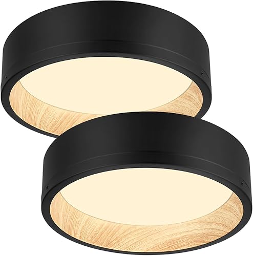 Miniatura 8 de DAKASON Lámpara LED de techo empotrada de 12.5 pulgadas, 25 W, 1500 LM, 300040005000 K CCT seleccionable, madera pintada y marco negro, lámpara de