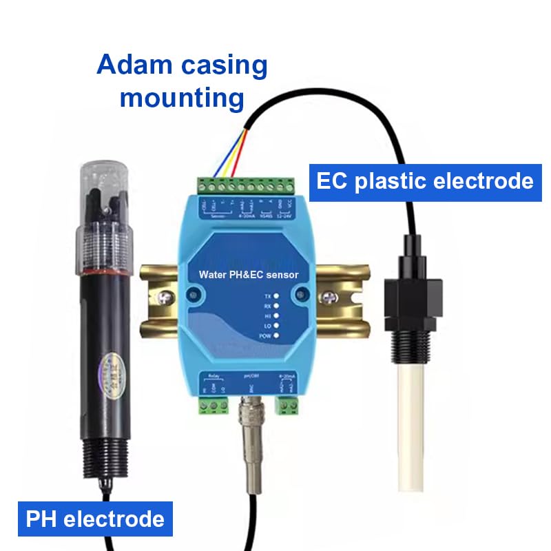 Adam carcasa montaje RS485 Modbus agua PH EC Sensor 2 en 1 electrodo de PH y electrodo de plástico EC Ｗ Detector de calidad del agua