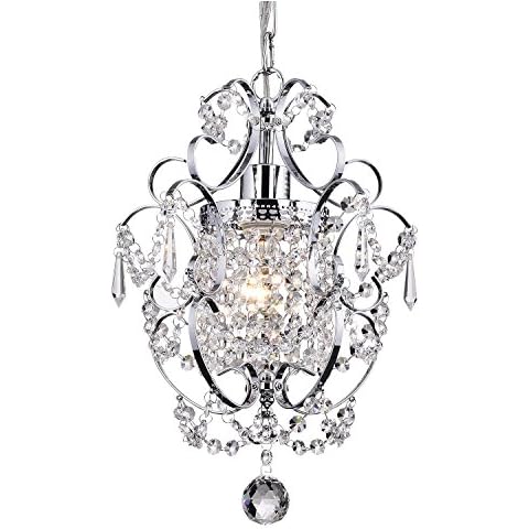 Edvivi Amorette Mini Chandelier Chrome Crystal Chandeliers, 1 Light Modern Elegant Glam Ceiling Light Fixture Chrome, Adjustable Hanging Lighting for Closet, Bedroom, Girls Room, Kitchen Island Cover
