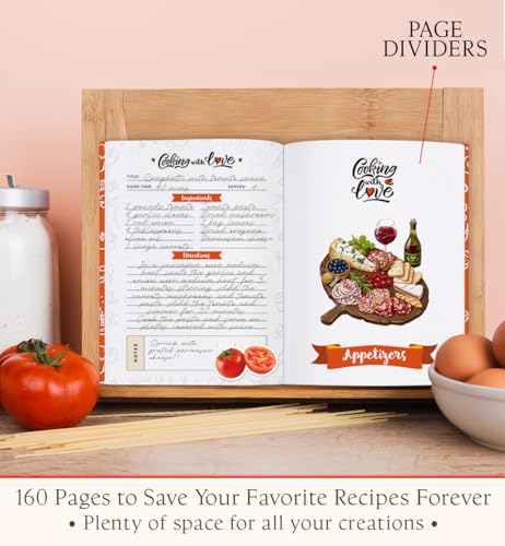 Image of Blank Recipe Book to Write Your Own Recipes | Hardcover 160 Pages | Family Cookbook Journal with Stickers | Gift for Moms, Food Lovers & Home Cooks